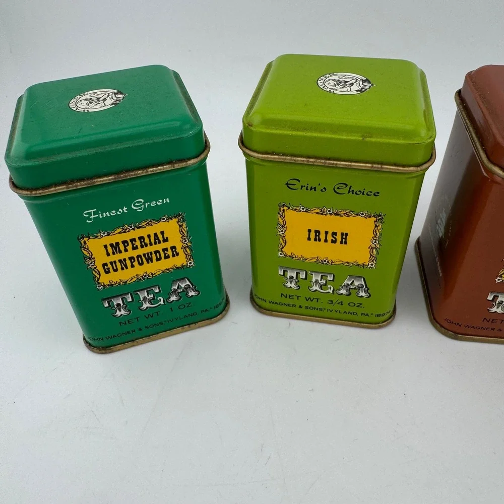 John Wagner & Sons Tea Tins Small Multicolor Vintage Set of 4 Kitchenalia
